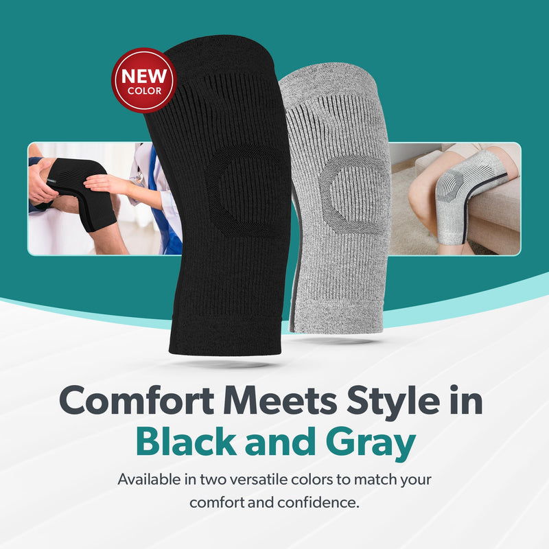 BraceAbility Knee Compression Sleeve - Knit Knee Pain Brace for Men or Women, Arthritis Relief, Meniscus Tear, Running, Workout, Sports, Swelling, Athletic Support for Joint Stability (XL/2XL Gray) XL/2XL - BeesActive Australia