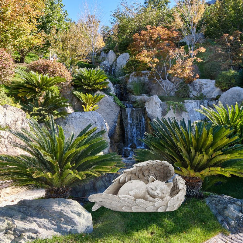 RTUHCSP Cat Angel Memorial Stone, Cat Angel Figures, Memorial Stone for Pets, Resin Cat Memorial Statue, Cat Figure Garden Gift Keepsake Home Grave Decoration Decoration - BeesActive Australia
