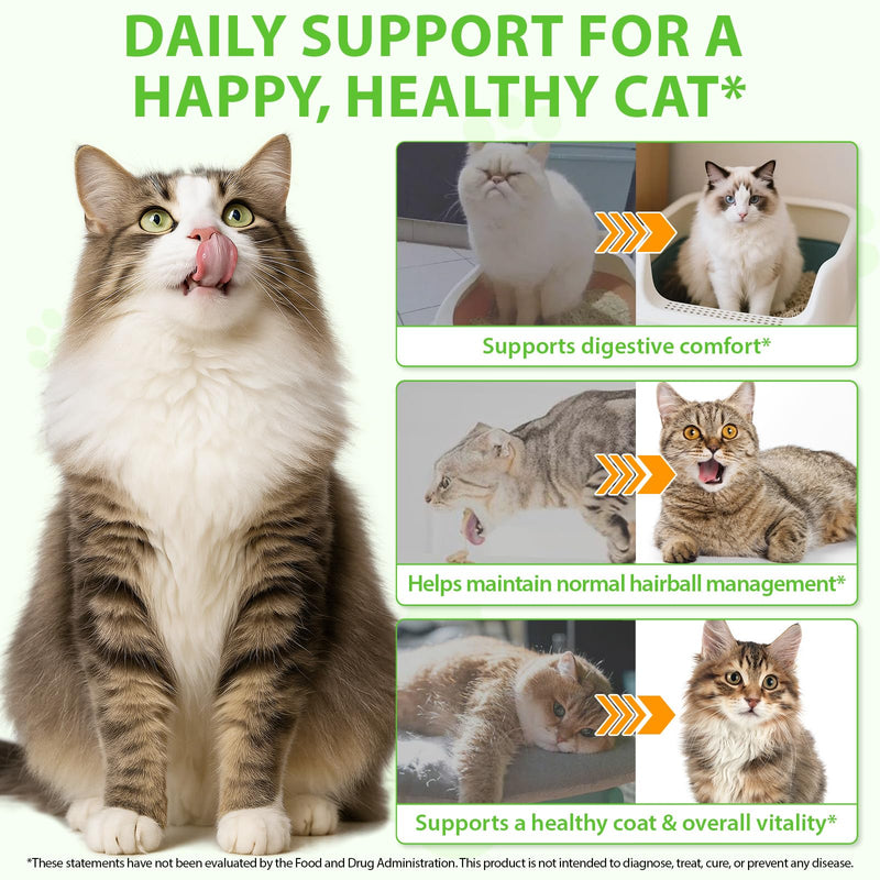 Hairball Remedy for Cats, Cat Hairball Treatment - Aid Your Cat's Hairball Management,for Natural Passage with Natural Ingredients & Vitamins - Delicious Cat Grass Flavor for Daily Care