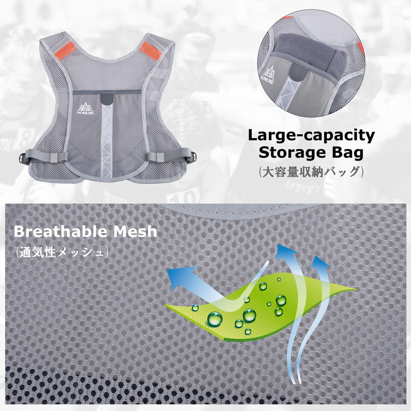 YAPJEB Ultralight Running Vest Women Men Reflective Breathable Hydration Backpack with Water Bottles for Hiking Camping Marathon Cycling Race 02-Green + 2 pcs Water Bottles