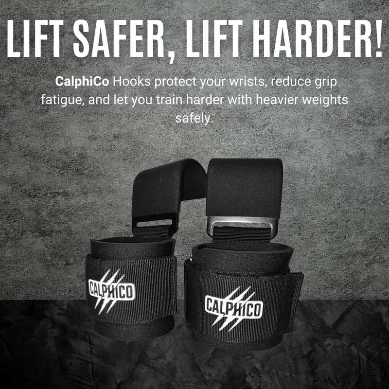 Weight Lifting Hooks – Heavy Duty Steel with Ergonomic Wrist Straps – Maximum Wrist Support, Comfort & Joint Protection