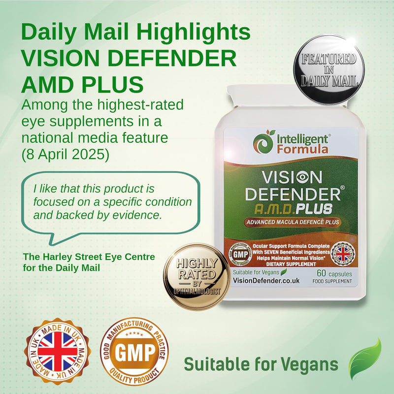 Vision Defender Plus Eye Supplement: AREDS2 Formula Vitamins, Minerals (Lutein, Zinc) Enhanced with Meso-Zeaxanthin for Complete Eyes/Eyesight Health Care & Support. 60 Easy-to-Swallow Vegan Capsules | Enhanced Eye Health Vitamins, Lutein & Zeaxanthin,...