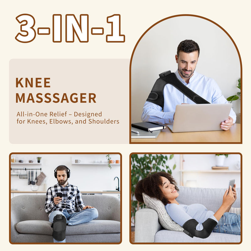 Nekteck Knee Massager with Heat - Cordless Heated Knee Brace with Vibration for Pain Relief, Rechargeable Knee Heating Pad with 5 Heat Levels and 3 Massage Mode, Ideal Gift for Mom Dad MD-KP03 - BeesActive Australia