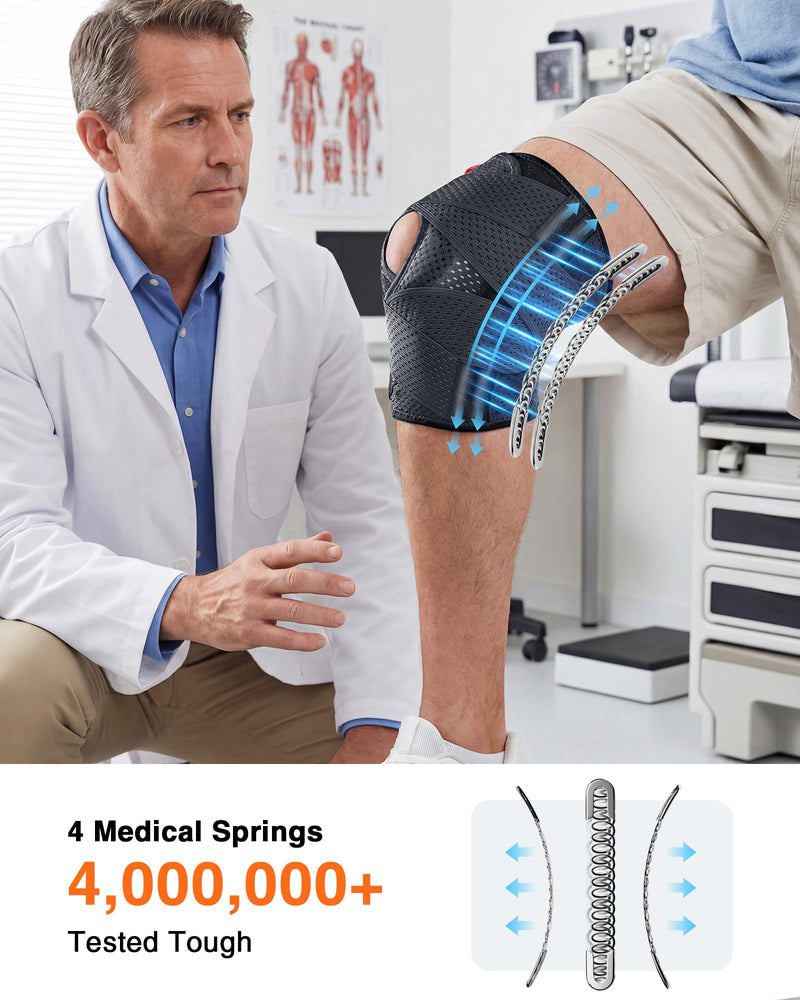 changenow Upgraded Medical-Grade Knee Brace for Women and Men,[Ultra Breathable & V-Straps] Knee Support with Side Stabilizers,for Meniscus Tear,Knee Pain,Arthritis,MCL,ACL Injuries-Knee Wrap(Medium) Black Medium