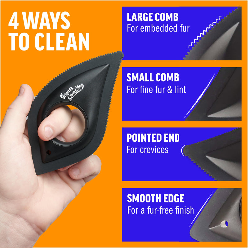 ChomChom Roller & Detailer Bundle - Pet Hair Remover and Reusable Lint Roller - ChomChom Cat and Dog Hair Remover for Furniture, Couch, Carpet, Clothing and Bedding - Multi-Surface Fur Removal Tool Black Detailer - BeesActive Australia