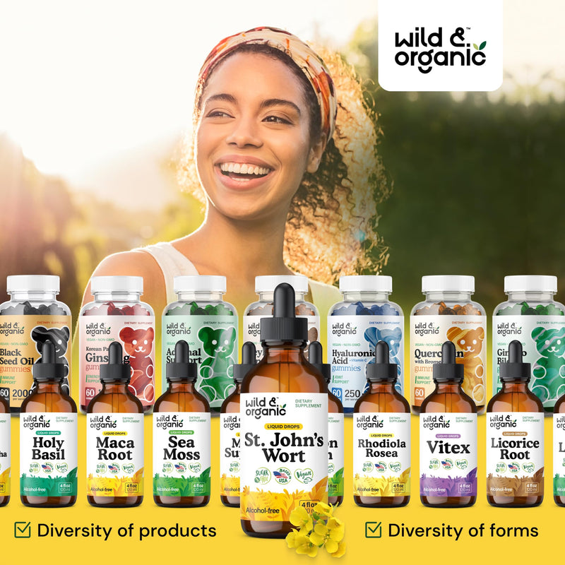 Wild & Organic St Johns Wort Tincture - Mood Support - Calming St John's Wort Supplement - Hypericum Perforatum Herbal Liquid Drops - Vegan, Sugar & Alcohol Free - 4 fl oz 4 Fl Oz (Pack of 1) - BeesActive Australia
