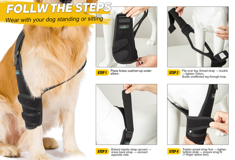 Dog Elbow Protector for Front Leg, Adjustable Shoulder Brace Metal Splint for Hygroma, Arthritis, Dysplasia Relief, Prevents Calluses & Pressure Sores from Hard Floors, Aids Wound Healing S-Right