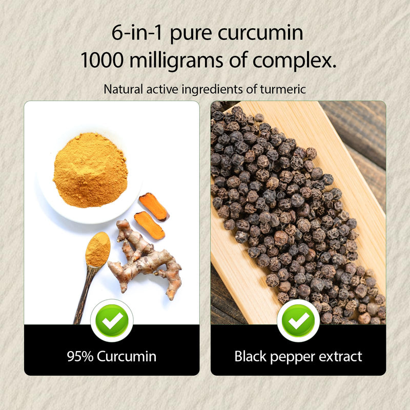 NIVELLE Turmeric Curcumin | Pure Turmeric Curcumin Supplement 1000mg | 95% Curcuminoids with Bee Propolis, Ginger, MCT Oil, Fat Soluble Vitamin C, & Black Pepper | 120 Capsules (1) 1