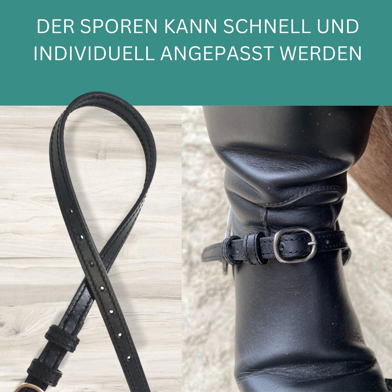 Pferdelinis Spur Straps Leather Pack of 2 Leather Straps for Spurs Replacement Straps Adjustable Size Perfect Hold Riding Spurs (Black) Black - BeesActive Australia