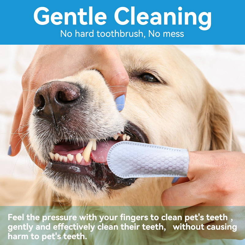 Netrue Dog Teeth Cleaning Wipes, Dog Dental Cleaning Finger Wipes for Dogs Teeth，Dog Tooth Wipes- Reduces Plaque & Freshens Breath (60 Count) - BeesActive Australia