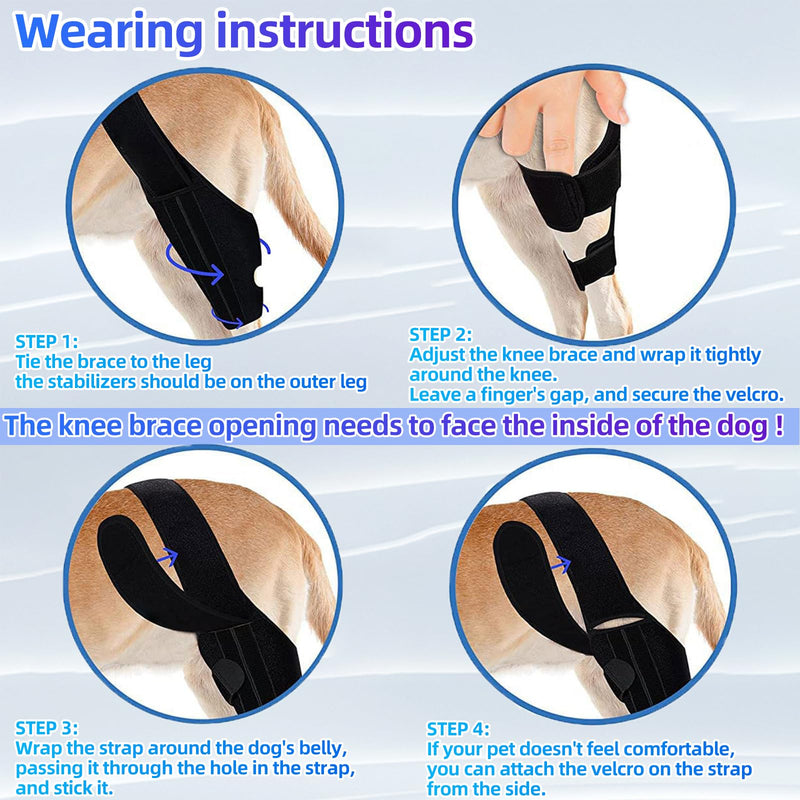 L Dog Leg Braces for Back Leg for Support with Cruciate Ligament Injury-Better Recovery with Dog Knee Brace for Torn Acl Hind Leg-Adjustable Hip Dysplasia Dog Acl Brace Hind Leg Rear New((L)