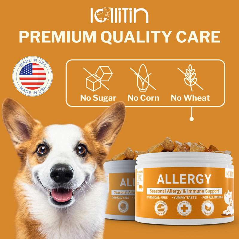 Allergy Relief for Dogs - 120 Chews - Seasonal Allergy, Immune Support, Skin and Coat Health - All Natural, Made in USA - BeesActive Australia