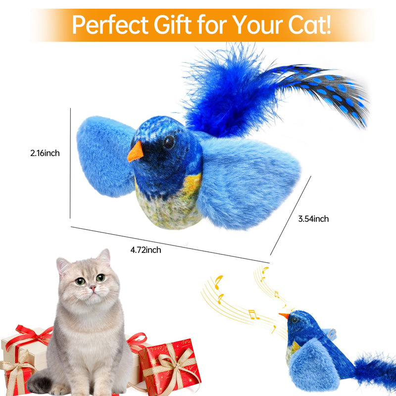 Chirping Bird Cat Toys Hanging Cat Feather Toy - Catnip Interactive Cat Toys for Indoor Cats - Automatic Cat Toy for Cat Exercise & Kicker to Self Play (Blue) Chirping blue Melody Chirping Bird - BeesActive Australia