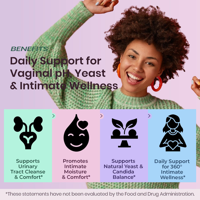 Women’s Vaginal Microflora Probiotic | Supports UTI, Yeast & pH Balance | Daily Hydration Blend with Cranberry, D-Mannose, Aloe & Hibiscus | Odor, Flora & Urinary Tract Care | Vegan, Non-GMO, 60Caps UTI Yeast (60 Capsules) 60 Capsules (Pack of 1) - BeesActive Australia