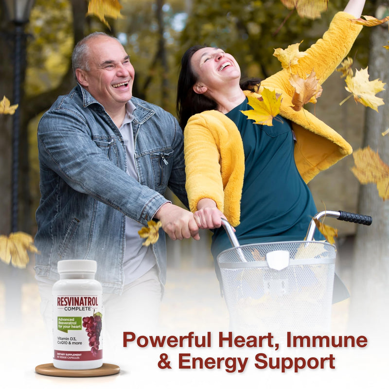 60 Capsules - Resveratrol Supplement - Healthy Aging | Resveratrol, Quercetin, Grape Seed Extract & Vitamin D3 - Healthy Aging, Heart Health, and Immune Support