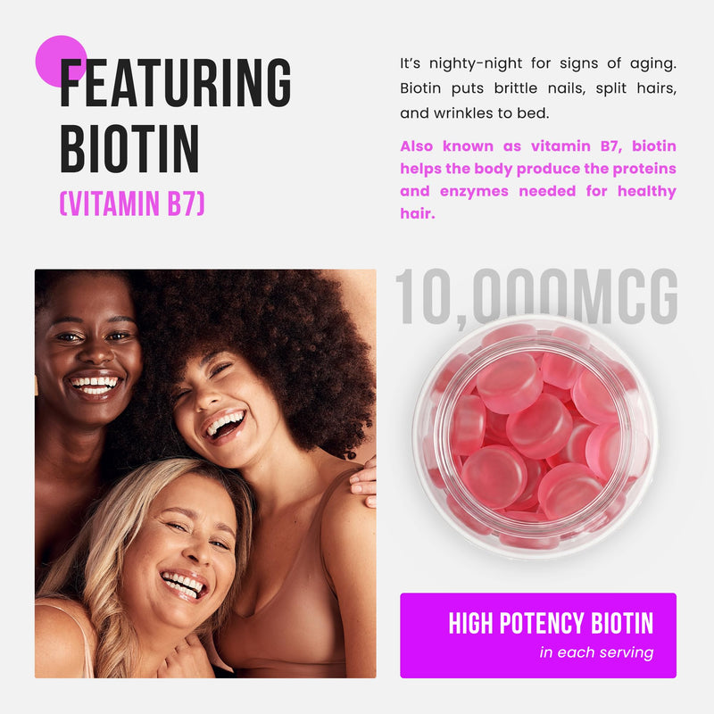 NutraChamps Sugar Free Biotin Gummies 10000mcg [High Potency] - Healthy Hair, Skin & Nails for Women, Men & Kids - 5000mcg in Each Gummy - Vegan Hair Health Vitamins Supplement - Raspberry (2-Pack) 60 Count (Pack of 2)