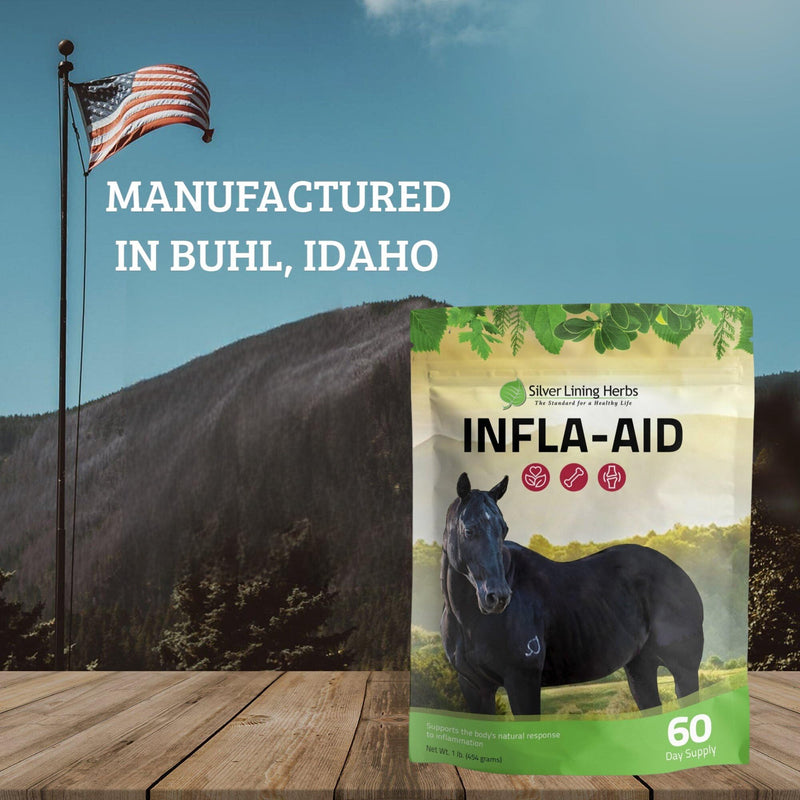 Silver Lining Herbs Infla-aid - Herbal Support for a Horse's Natural Healing Response to Inflammation - Relief for Aches Pains, and Discomfort in a Horse's Muscles Tendons and Joints - 1 lb Bag - BeesActive Australia
