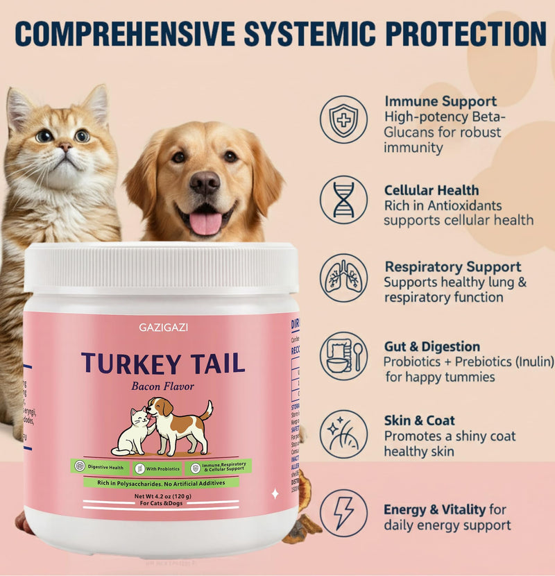 Organic Turkey Tail Mushroom for Dogs & Cats – 833mg – 10 Mushroom Blend – Immune Support & Skin Defense – Lipoma Support for Dogs – Buddy Guard for Dogs Lumps and Bumps – 120 Scoops