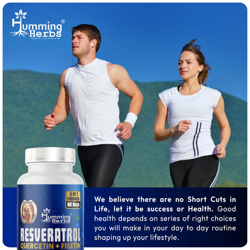 Humming Herbs Resveratrol Supplement— with Quercetin, Fisetin, Spermidine & Vitamin D3 — Antioxidant Support for Healthy Cellular Function - 1200 mg, 120 Vegan Capsules Non-GMO, Gluten-Free