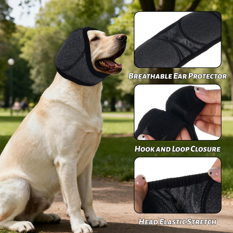 Rbenxia Dog Ear Muffs Dog Quiet Ear Cover for Hematoma, Bathing, Drying, Swim& Noise Anxiety, No Shake Ear Wrap for Grooming Reusable Dog Ear Protection for Calming (Grey, Medium) Grey