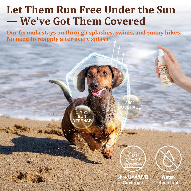 Dog Sun Protector, Natural Sunscreen Spray for Dogs, SPF 25, Professional Formula Sun Protection for Dog's Skin, Moisturising and Nourishing, 80ml