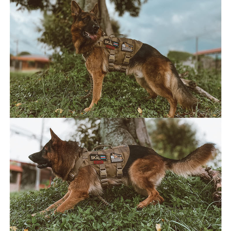 OneTigris No Pull Tactical Dog Harness for Medium Dog, Aire Mesh Dog Vest Harness, Breathable Military Dog Molle Vests with Handles, Service Dog Vest for Walking Hiking Training (M, Brown)