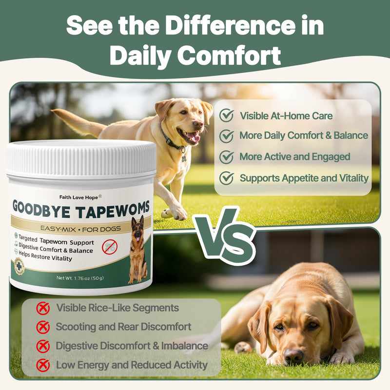 Goodbye Tαpew0ɾms, Tαpew0ɾm Treatment for Dogs & Puppies 6 Weeks+, Fast Acting Formula, Supports Internal Cleanse, Digestive Comfort, Vitality & Energy, Gentle & Easy-to-Mix Powder