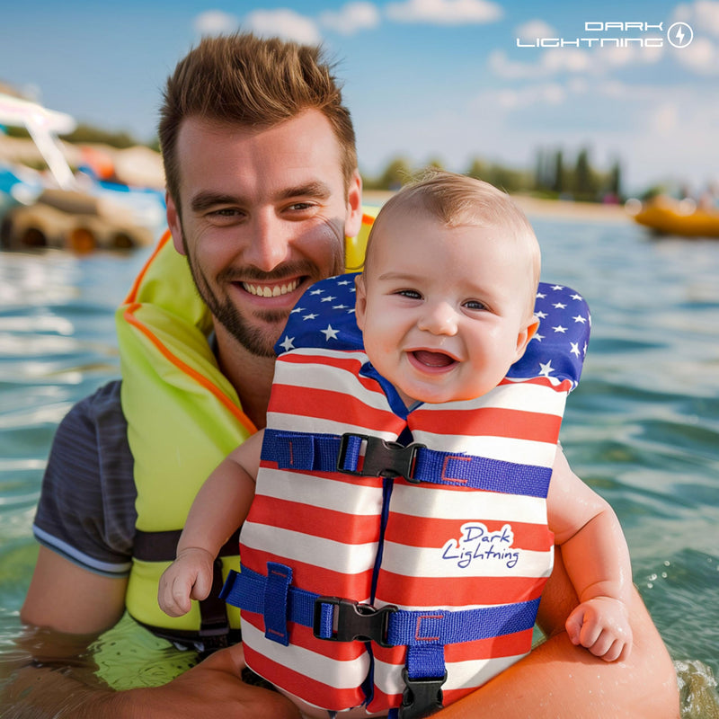 Dark Lightning USCG Approved Infant Life Jacket 0-30 lbs, Swim Vest for Baby/Toddlers 1-3 Year Old 20-30 lbs,Toddler Floaties for Pool Swimming,Boating,Beach,Puddle infant vest (0-30lbs) - Green