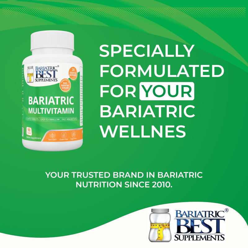 Bariatric Multivitamin with Iron for Post-Gastric Bypass & Sleeve Surgery, Energy Supplements, 90 Tablets, 24 Essential Nutrients, Formulated by Bariatric Surgeons per ASMBS Guidelines