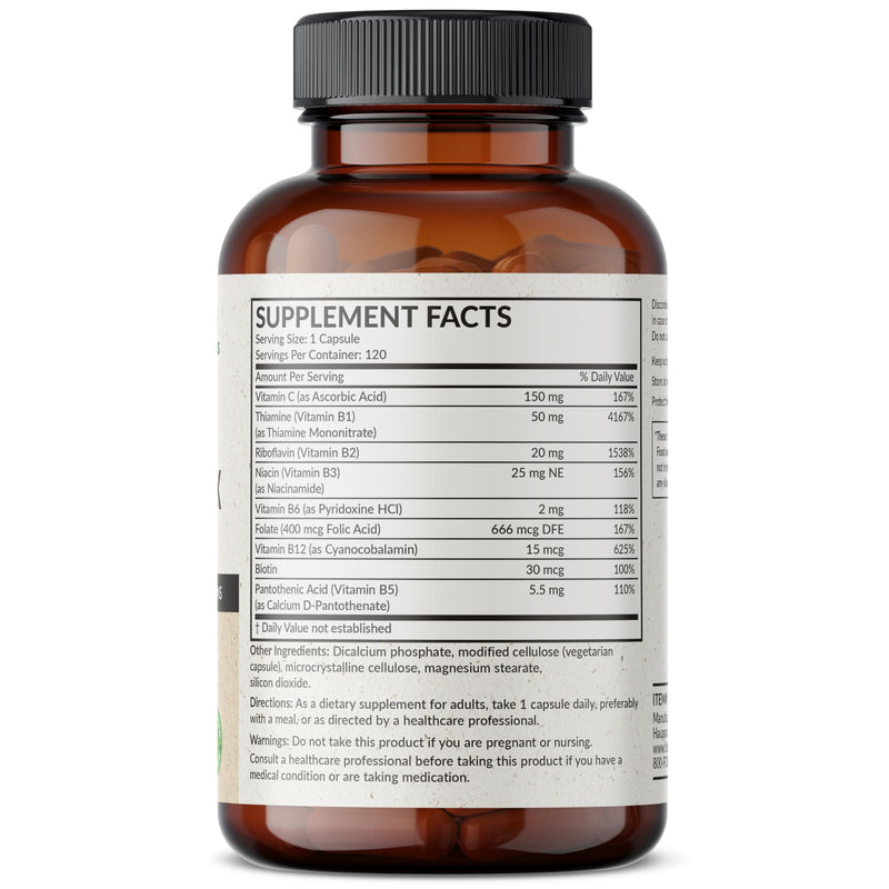 Futurebiotics Vitamin B Complex with Vitamin C Supports Energy Production, Nervous System & Immune Support - Non-GMO, 120 Vegetarian Capsules 120 Count (Pack of 1)