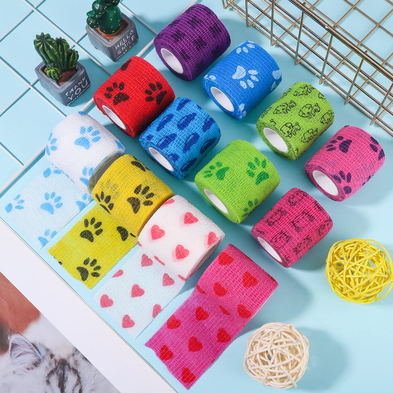 tonyg-p 12 Rolls Self-Adhesive Bandage Cohesive Bandage Self-Adhesive Bandage Elastic Fixing Bandage Vet Wrap Pet for Finger Wrist, Knee, Ankle Sprains and Swellings 5cm*4.5m - BeesActive Australia