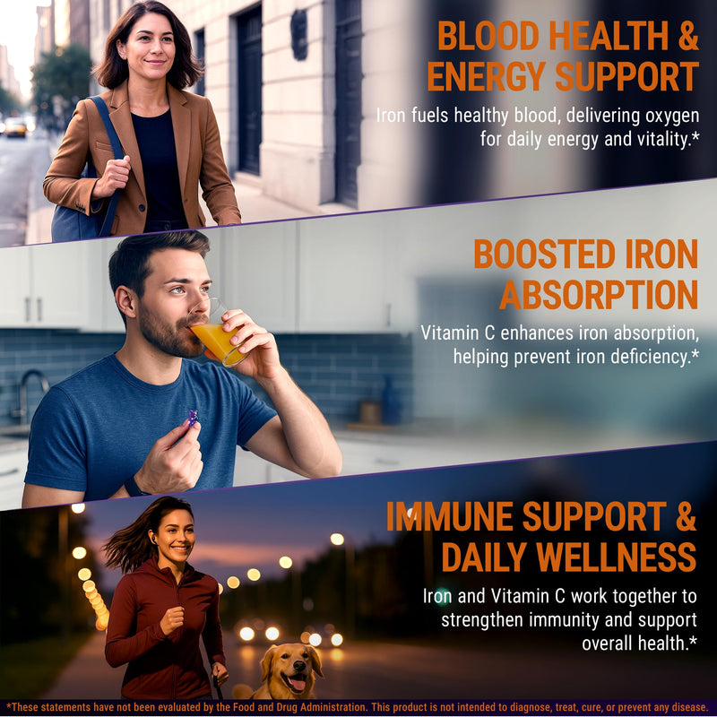 New Elements Iron Gummies 40mg with Vitamin C 100mg – Best Iron Supplement for Women, Men & Adults – Free Blood Builder for Anemia – Immune Support & Energy Booster | Fruit Pectin | Vegan | Non-GMO