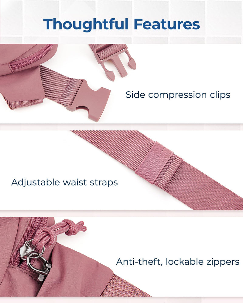 BAGSMART Fanny Packs for Women Small Belt Bag with Adjustable Strap Waist Pack for Running Workout Traveling Hiking, Pink