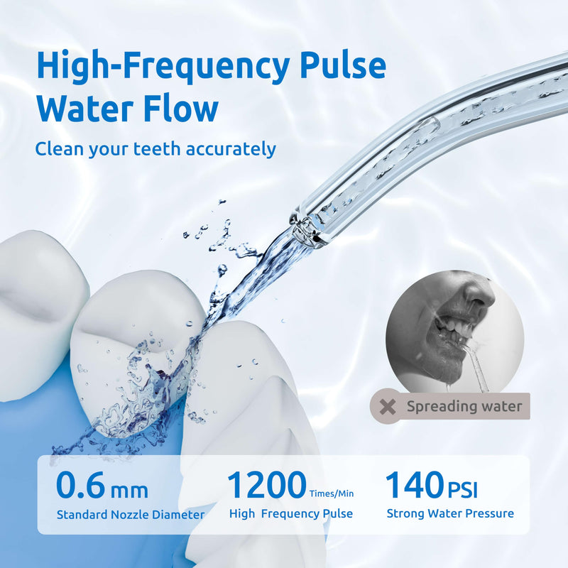 Water Flosser [ Mini Cordless Portable ] Oral Irrigator Water Teeth Cleaner Pick, Telescopic Water Tank, 3 Modes & IPX7 Waterproof, Home & Travel Water Floss for Teeth, Braces Bridges Care (White) White