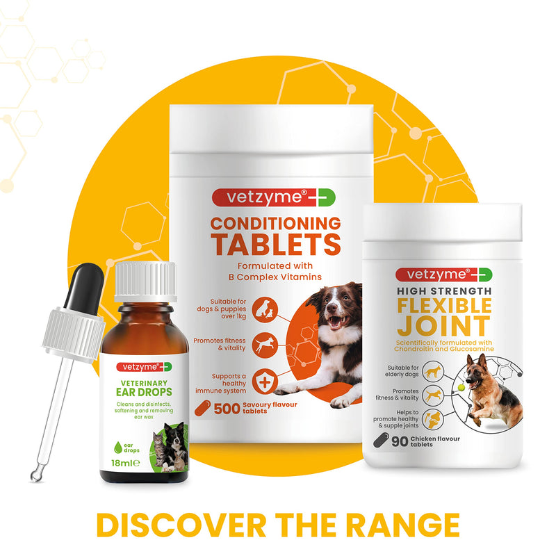 Vetzyme High Strength Flexible Joint Supplements for Senior Dogs (90 Tablets) - Hip and Joint Care with Chondroitin and Glucosamine, Tasty Chicken Flavour 90 tablets