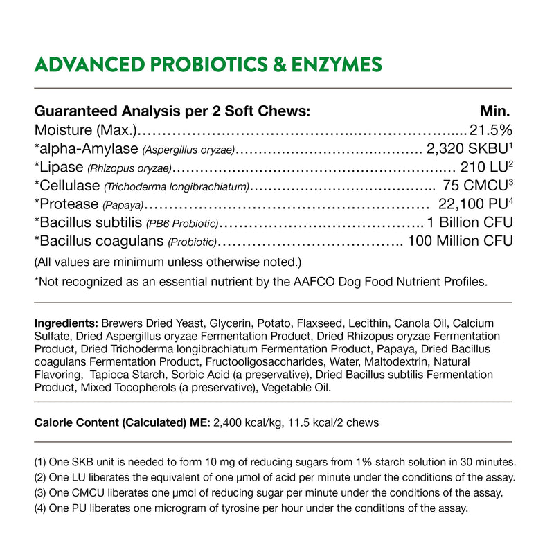 NaturVet Advanced Probiotics & Enzymes, PB6 Dog Soft Chews to Help Sensitive Stomachs and Digestive Issues, Hickory Smoked Bacon Flavored Pet Supplement for Dogs Over 6 Weeks, 70 Count Jar 70 Soft Chews