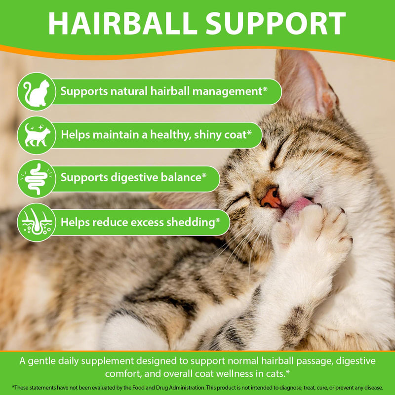 Hairball Remedy for Cats, Cat Hairball Treatment, Promotes Natural Passage of Hairballs, Hairball Treats for Cats, Prevent & Remove Hairballs