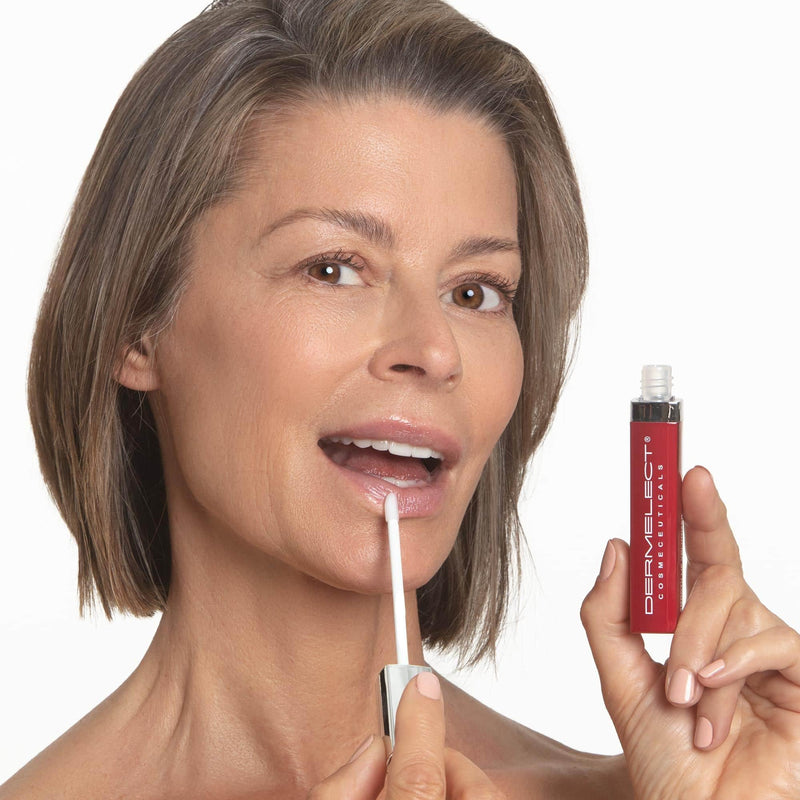 Dermelect Smooth Lip Volumizer for Lips - Anti Aging Plumper with Argan Oil, Shea Butter, Coconut Oil, Hyaluronic Acid Vitamin C Silkflo Hydrating Conditioning Lip Primer for Dryness Thin Lips .24 oz