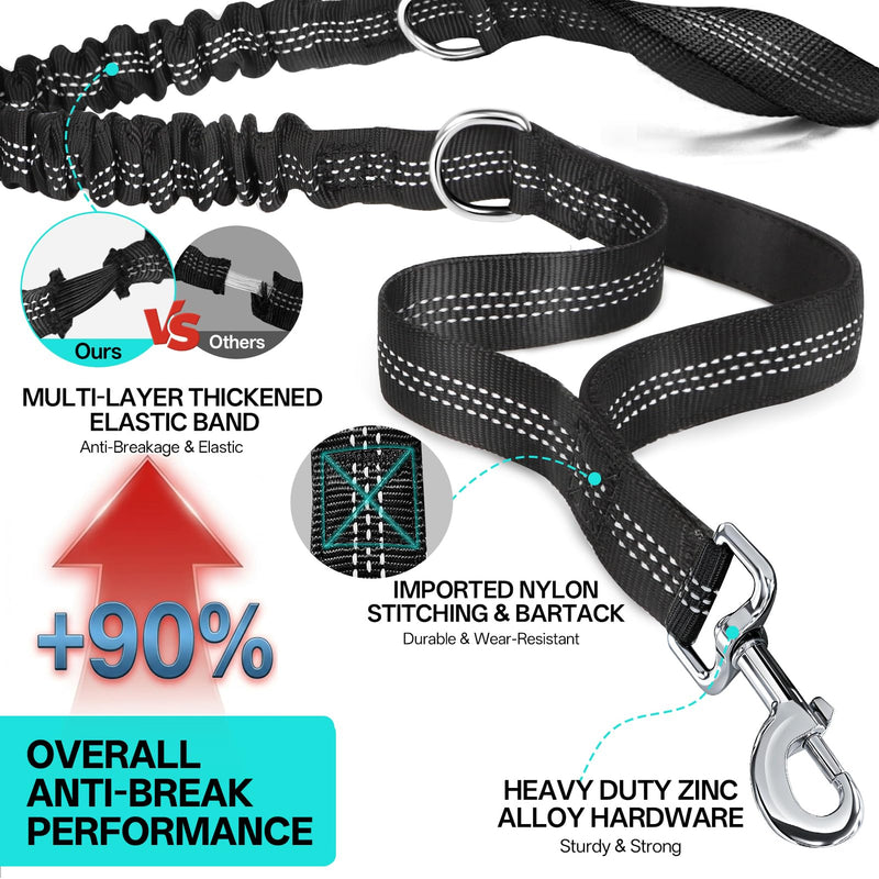 Hands Free Double Dog Leash for Two Dogs,Upgrade 200LB Heavy Duty Retractable with Partitioned Waist Pouch Adjustable Waist for Medium Large Park Walking Running Jogging Hiking Biking Training 2 Leashes - BeesActive Australia