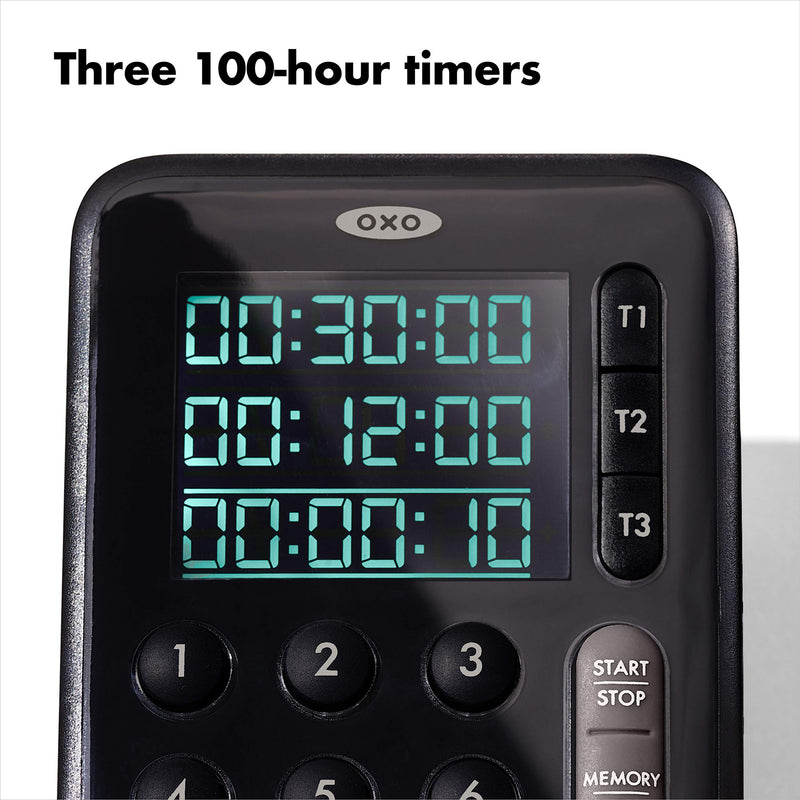 OXO Good Grips Digital Triple Kitchen Timer - Black - BeesActive Australia