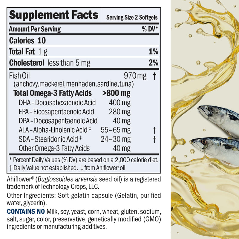 ANDREW LESSMAN Essential Omega-3 Fish Oil High DHA - 180 Softgels | Ultra-pure Omega-3 fish oil in its natural triglyceride form to support heart, brain and eye health. 180 Count (Pack of 1)