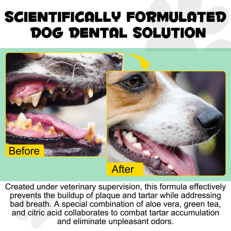 ALIVO Dog Dental Solution, Dogs Teeth Cleaning Water - Dog Breath Freshener Water Additive Supports Gum Health, Improve Bad Breath, Plaque and Tartar - Pet Supplies Oral Dental Care for Dogs - 237ml