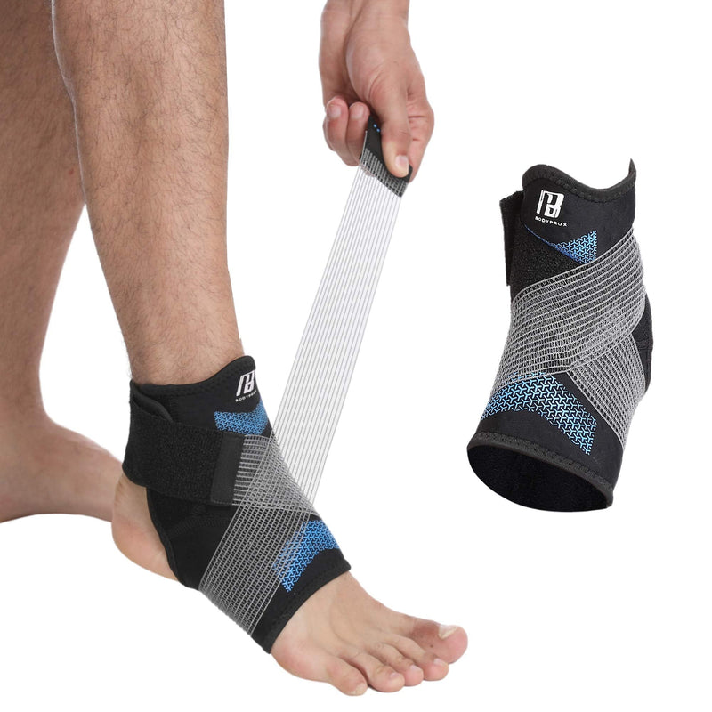 Bodyprox Ankle Brace for Women and Man, Ankle Compression Sleeve, Ankle Support with Adjustable Compression Strap for Sprained Ankle, Injury Recovery and More! (Small) Small (1 Count)