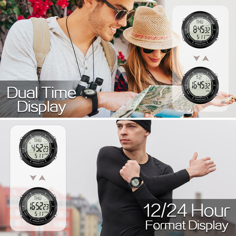 Swimming and Diving Wristwatch 10 ATM Waterproof Sports Watchwith Multiple Functions of Alarm Clock, Stopwatch, Countdown, Dual Time, 12 and 24 Hour Format Switchable, Silicone Band