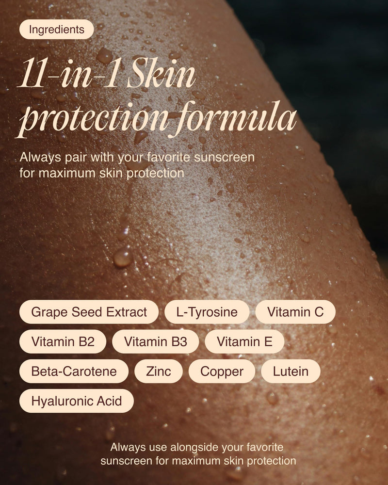 Golden Skin Tanning Supplement for Women & Men ‚Äì Potent Tanning Pills with Beta Carotene, Lutein & L-Tyrosine for Skin Health | Natural Antioxidant Supplement & Tanning Vitamins | 180 Vegan Capsules