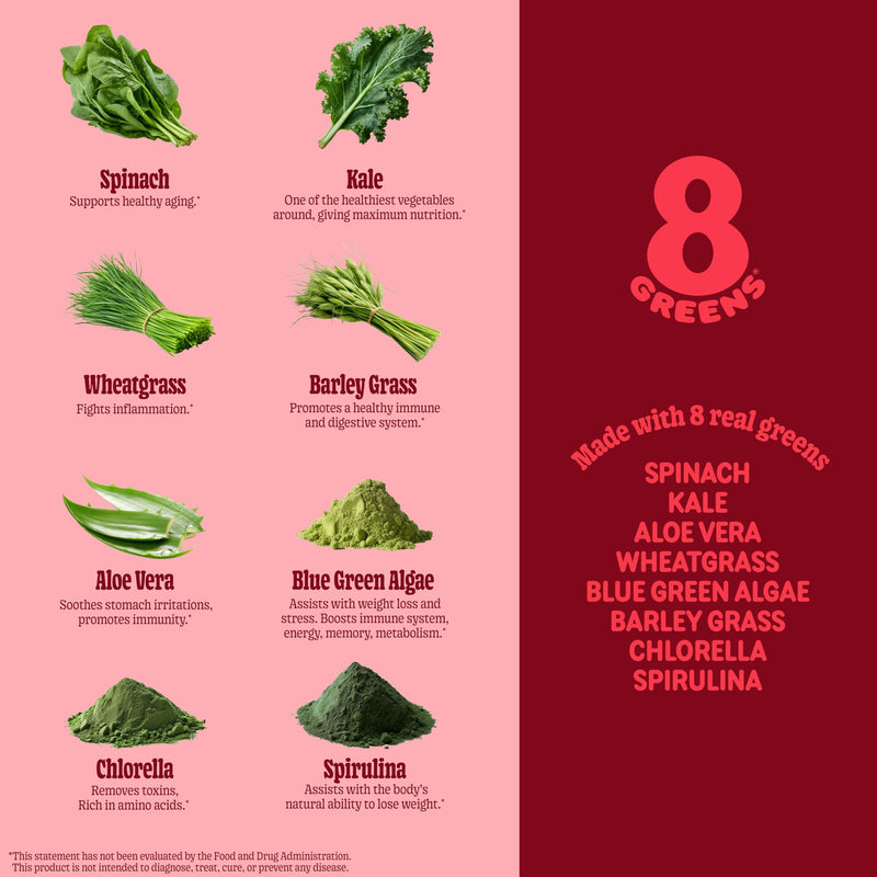 8Greens Supergreens Daily Gummies, Apple, 50 Servings | Boosts Metabolism, Immunity & Focus; Contains Aloe vera, spirulina & chlorella; Vitamins C, B6, B12 & folate; Doctor-Backed 50 Count (Pack of 1)