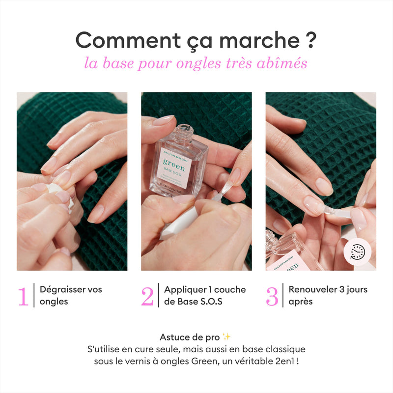 MANUCURIST - S.O.S. Base Coat - Enriched with Vitamins C and B5 - Nail Fortifier - Repairs and Strengthens - Care for Very Damaged Nails - Vegan, Up to 78% Plant-Based - 0.5 fl oz - BeesActive Australia