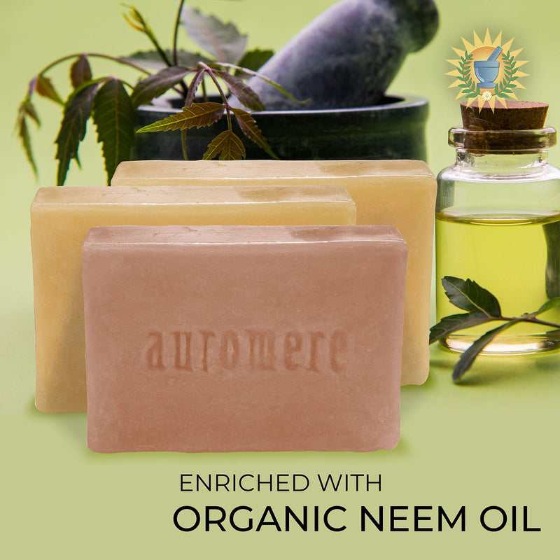 Auromere Ayurvedic Soap Variety Pack - 3 x 2.75oz Natural Soap Bars - Handmade Vegan Soap with Ayurvedic Herbs & Organic Neem - BeesActive Australia