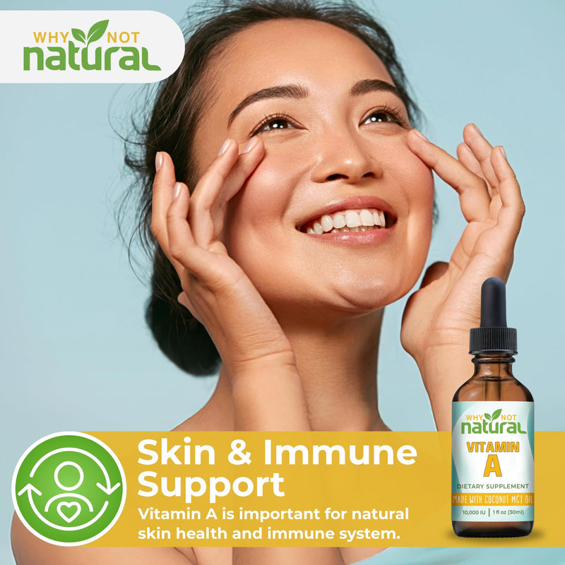 Why Not Natural Vitamin A Drops 10000 IU - Liquid retinyl Palmitate with Coconut MCT Oil, Vegan VIT A Supplement for Skin - 1 oz sublingual Tincture - BeesActive Australia