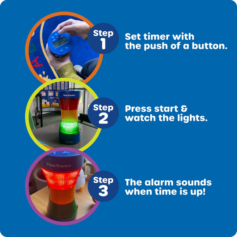 Learning Resources Time Tracker Visual Timer & Clock - 1 Piece, Classroom Tracker, Alarm Clock, Light Up Timer for Classroom, Visual Tracker 9 x 4.25 inches